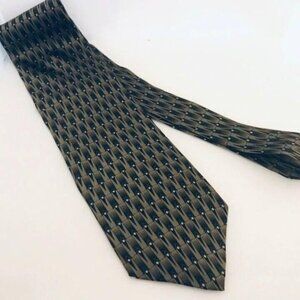 #1628 VTG Ziggurat Kakhi Green Necktie